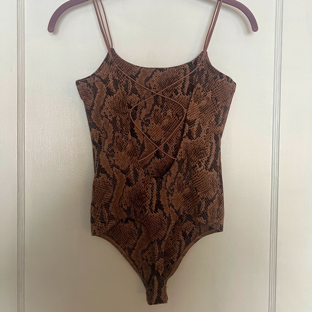 Brown Snake Print Bodysuit